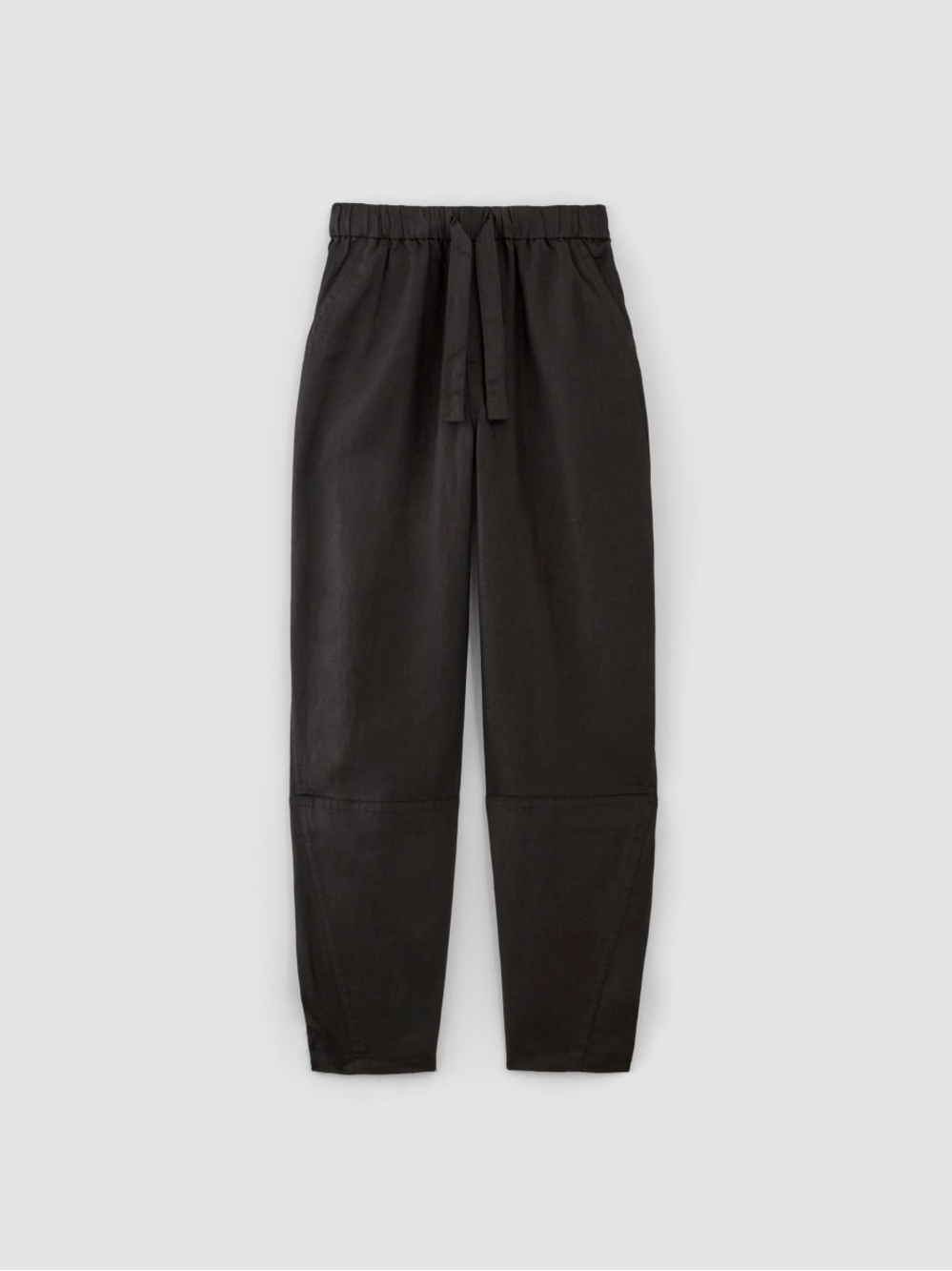 Everlane Black Linen Pull-on Barrel Pant